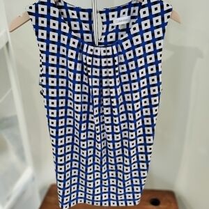 Calvin Klein Blue and White Geometric Blouse